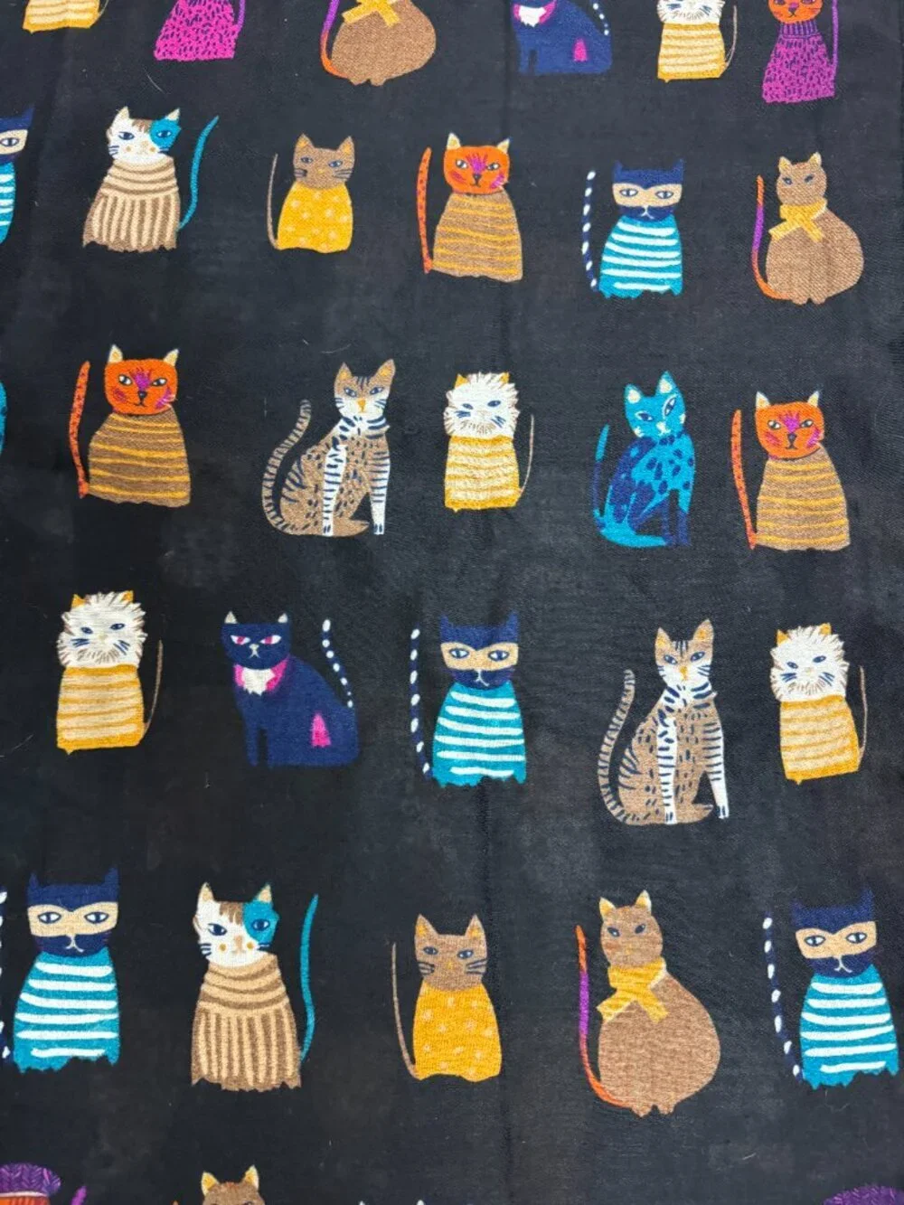 Large Scarf Wrap Colorful Cats 100% Rayon 36